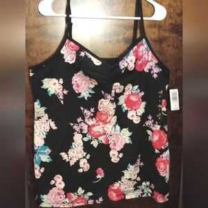 Pretty Torrid Cinch Front Black Pink Floral Foxy Cami Size 4 4x 26